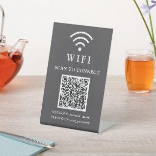 WLAN-Passwort & Firmenlogo und QR-Code des Netzwer Sockelschild