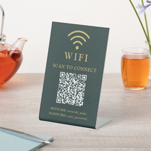 WLAN-Passwort & Firmenlogo und QR-Code Sockelschild (In SItu)