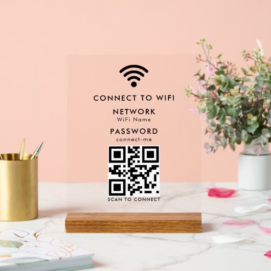WLAN-Passwort | QR-Code-Scan zum Verbinden  Acrylschild (Hochzeit)