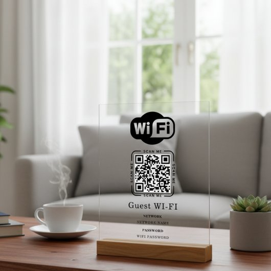 WLAN-Passwort und personalisierter QR-Code für das Acrylschild