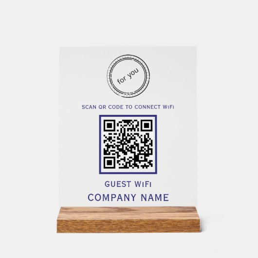 WLAN QR-Codekennwort und Netzwerkname weiß Acrylschild (Vorderseite)