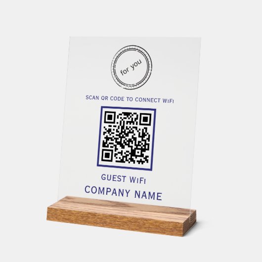WLAN QR-Codekennwort und Netzwerkname weiß Acrylschild (Winkel)