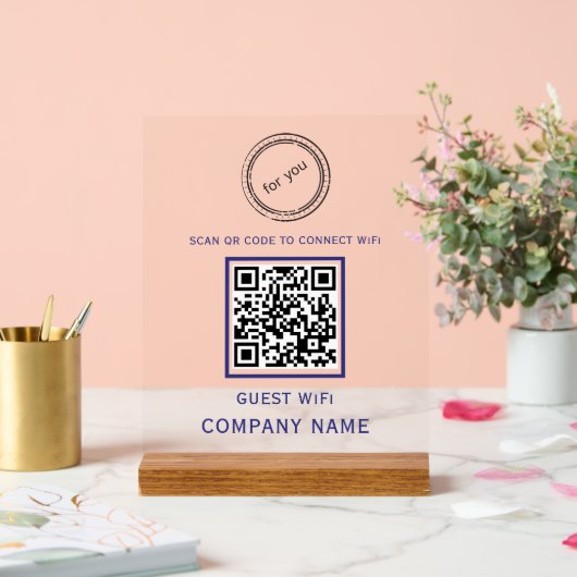 WLAN QR-Codekennwort und Netzwerkname weiß Acrylschild (Hochzeit)