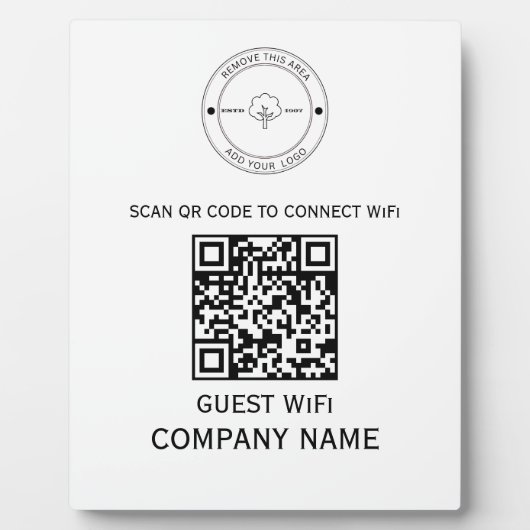 WLAN QR-Codekennwort und Netzwerkname weiß Fotoplatte (Vorderseite)