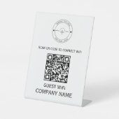 WLAN QR-Codekennwort und Netzwerkname weiß Sockelschild (Vorderseite)