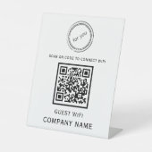 WLAN QR-Codekennwort und Netzwerkname weiß Sockelschild (Vorderseite)