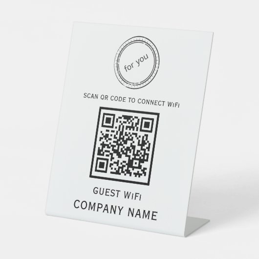WLAN QR-Codekennwort und Netzwerkname weiß Sockelschild (Vorderseite)