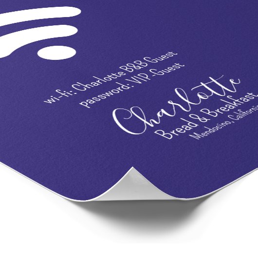 WLAN-Zugang Modernes, Lila Weiß Poster (Ecke)