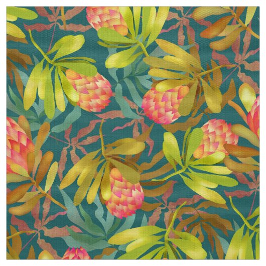 Wlid Blume Protea Aquamarin Fabric Stoff (Muster)