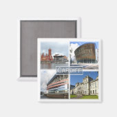 WLS003 CARDIFF, Wales, Kühlschrank Magnet (Vorderseite/Rückseite)