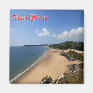 WLS010 DREI KLIFFS BAY, Wales, Europa, Kühlschrank Magnet