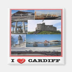 WLS021 CARDIFF "I LIEBE", Wales, Europa, Kühlschra Magnet