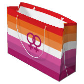WLW Lesbische Flagge Große Geschenktüte (Rückseite Schrägansicht)