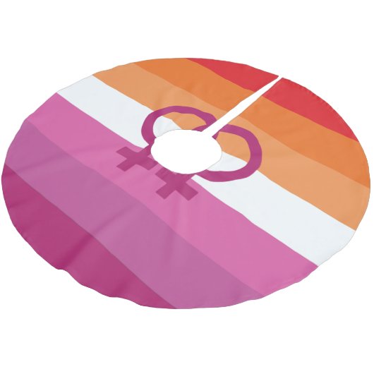 WLW Lesbische Flagge Polyester Weihnachtsbaumdecke (Schrägansicht)
