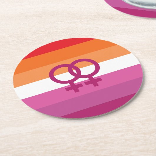 WLW Lesbische Flagge Runder Pappuntersetzer (Angewinkelt)
