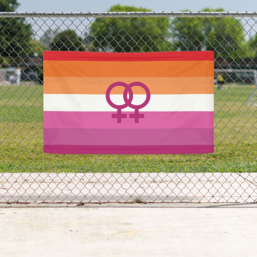 WLW Lesbische Stolperflagge (Sunset) Banner (Insitu)