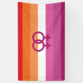 WLW Lesbische Stolperflagge (Sunset) Banner (Vertikal)