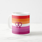 WLW Lesbische Stolperflagge (Sunset) Kaffeetasse (Vorderseite Links)