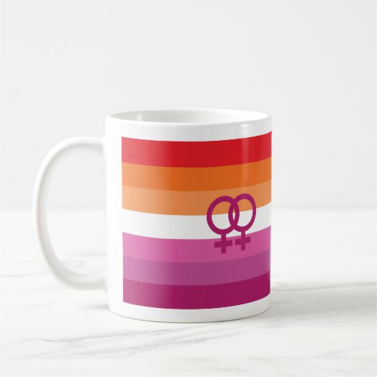 WLW Lesbische Stolperflagge (Sunset) Kaffeetasse (Links)