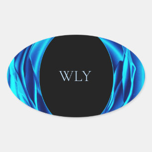 WLY-Aufkleber - Design für metallisch blaue Rose Ovaler Aufkleber