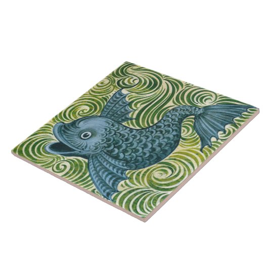 Wm De Morgan Links gegenüber Blue Dolphin Tile Rep Fliese (Seite)