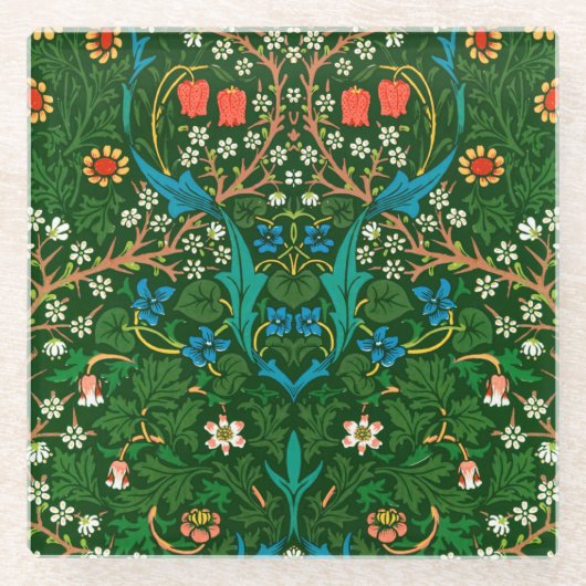 WM Morris Blackthorn Art Nouveau Pattern Glasuntersetzer (Vorderseite)