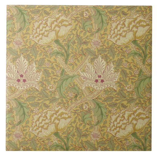 Wm Morris Classic Windrush Design Gold Multi Tile Fliese (Vorderseite)