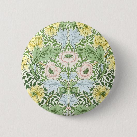 Wm Morris Myrtle Floral Art Nouveau Hell Button (Vorderseite)