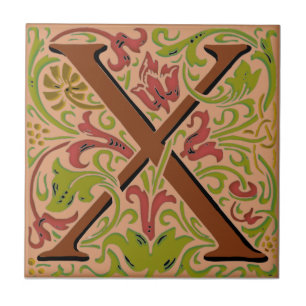 Wm Morris Verziert Initial "X" Letter Keramik Tile Fliese