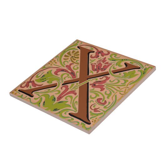 Wm Morris Verziert Initial "X" Letter Keramik Tile Fliese (Seite)
