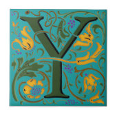 Wm Morris Verziert Initial "Y" Letter Keramik Tile Fliese (Vorderseite)