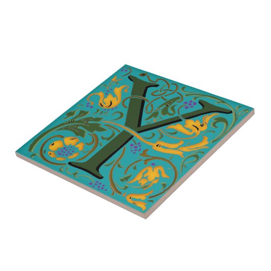 Wm Morris Verziert Initial "Y" Letter Keramik Tile Fliese (Seite)