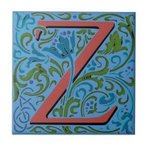 Wm Morris Verziert Initial "Z" Letter Keramik Tile Fliese