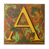 Wm Morris Verziert Letter "A" Initial Keramik Tile Fliese (Vorderseite)