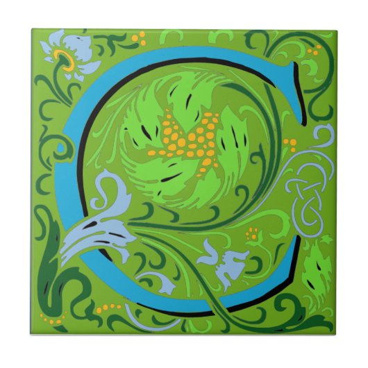 Wm Morris Verziert Letter "C" - Erste Keramik Fliese (Vorderseite)