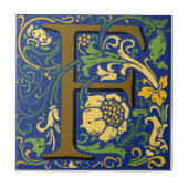Wm Morris Verziert Letter "F" Initial Keramik Tile Fliese (Vorderseite)