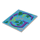 Wm Morris Verziert Letter "G" Initial Keramik Tile Fliese (Seite)