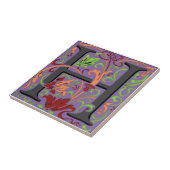 Wm Morris Verziert Letter "H" Initial Keramik Tile Fliese (Seite)