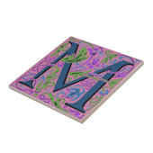 Wm Morris Verziert Letter "M" Initial Keramik Tile Fliese (Seite)