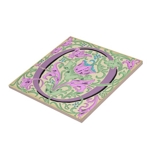 Wm Morris Verziert Letter "O" Initial Keramik Tile Fliese (Seite)