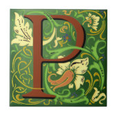 Wm Morris Verziert Letter "P" - Erste Keramik Fliese (Vorderseite)