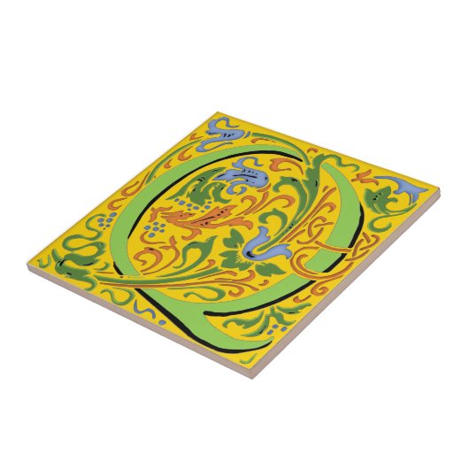 Wm Morris Verziert Letter "Q" Erste Keramik Tile Fliese (Seite)