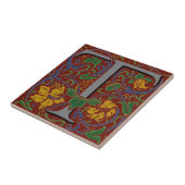 Wm Morris Verziert Letter "T" Initial Keramik Tile Fliese (Seite)