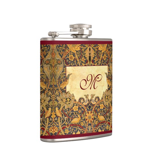 WM vor Raphaelit. Morris CUSTOMIZABLE MONOGRAMM Flachmann (Rechts)