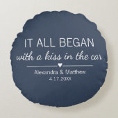 Wo alles anfing Romantische Valentinstag Paare Rundes Kissen (Vorderseite)