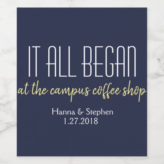 Wo alles begann Liebe Story Weinetikett (Einzelnes Label)