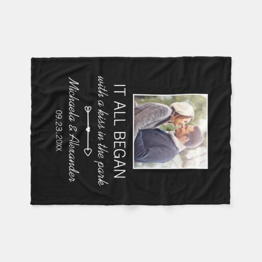 Wo alles begann Personalisierten Paare Foto Fleecedecke (Vorderseite (Horizontal))