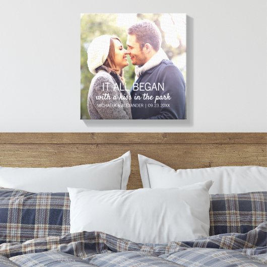 Wo alles begann Personalisierten Paare Foto Leinwanddruck (Insitu (Schlafzimmer))