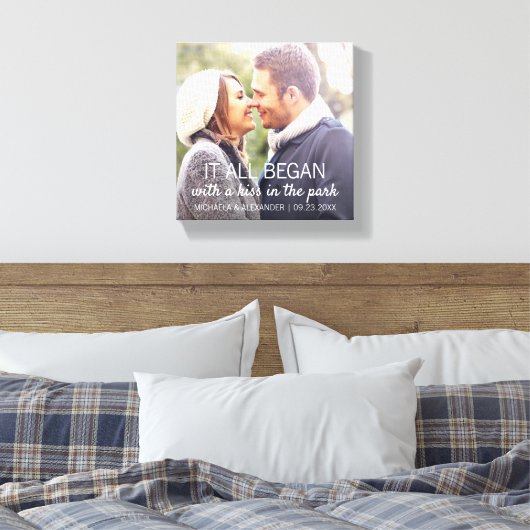 Wo alles begann Personalisierten Paare Foto Leinwanddruck (Insitu (Schlafzimmer))