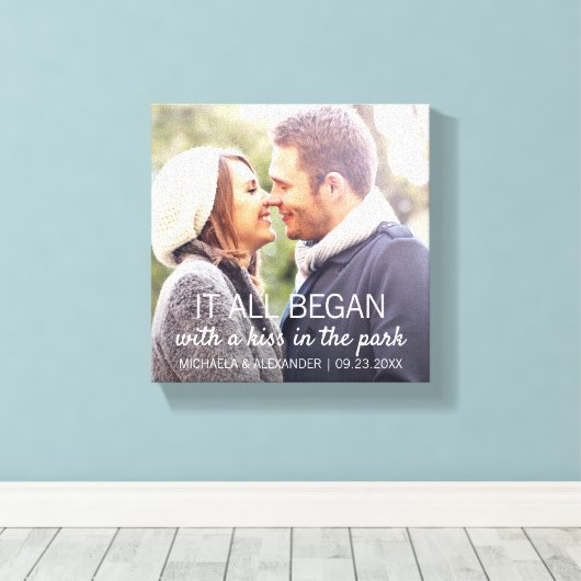 Wo alles begann Personalisierten Paare Foto Leinwanddruck (Insitu (Holzboden))